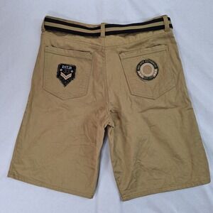 Red Ape Shorts Men's 44x14 Belt Khaki Jean Shorts Authentic Patches Embroidered